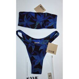 SAME Los Angeles Blue Floral Bandeau Bikini | Size S | NWT